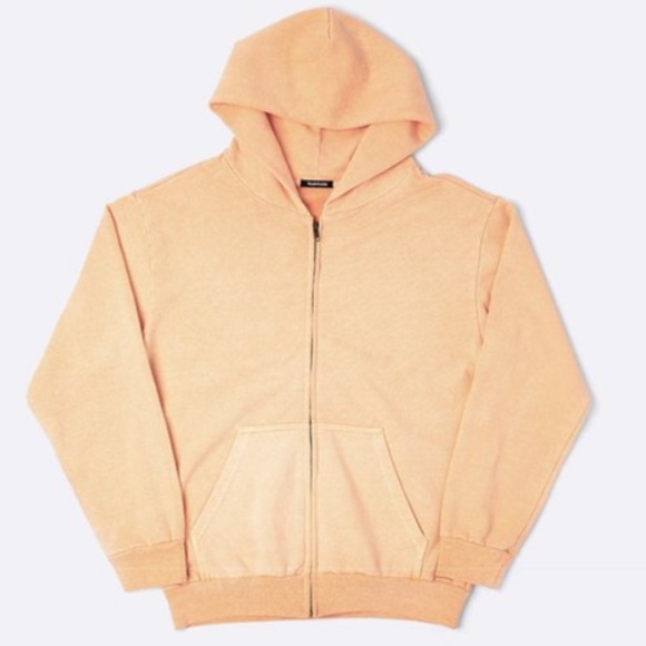 NWOT Talentless Men’s heavyweight drop shoulder Zip-up hoodie in Peach Size S - Picture 3 of 12